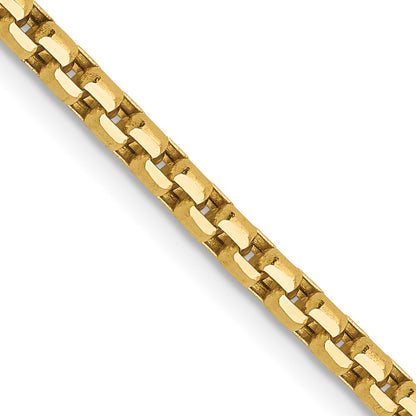 18 Inch 14K 2.4mm Semi-Solid D/C Round Box Chain Necklace