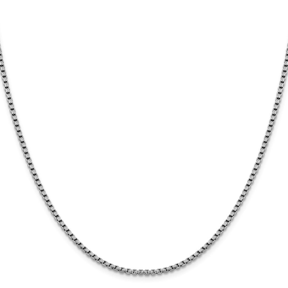 22 Inch 14K White Gold 2.4mm Semi Solid D/C Round Box Chain Necklace
