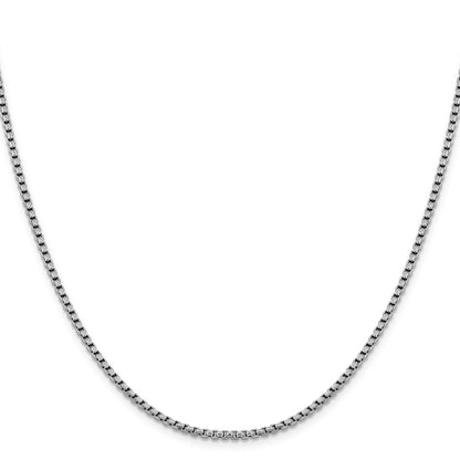 20 Inch 14K White Gold 2.4mm Semi-Solid D/C Round Box Chain Necklace