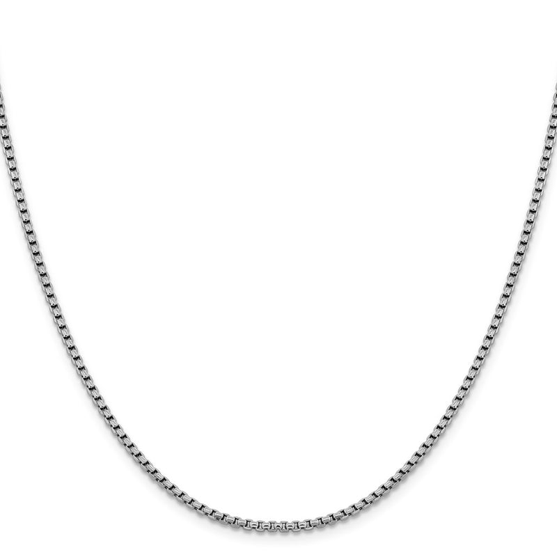 20 Inch 14K White Gold 2.4mm Semi-Solid D/C Round Box Chain Necklace