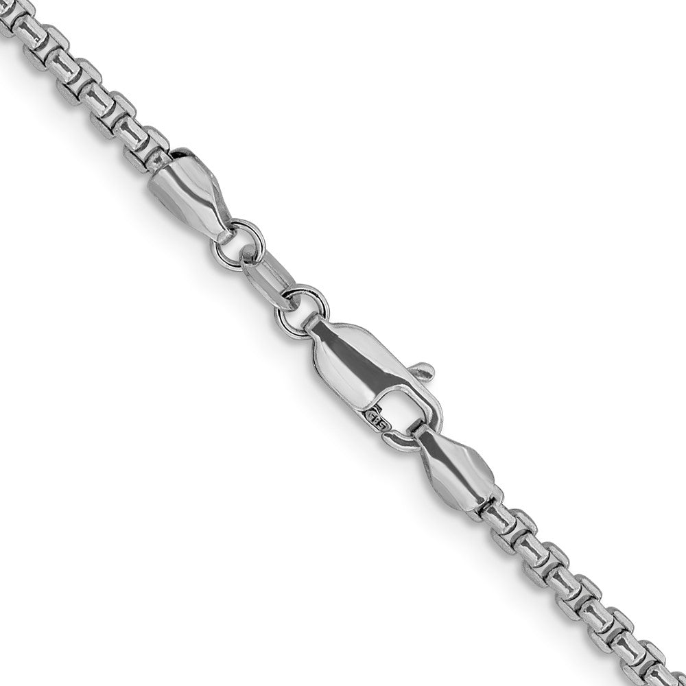 22 Inch 14K White Gold 2.4mm Semi Solid D/C Round Box Chain Necklace