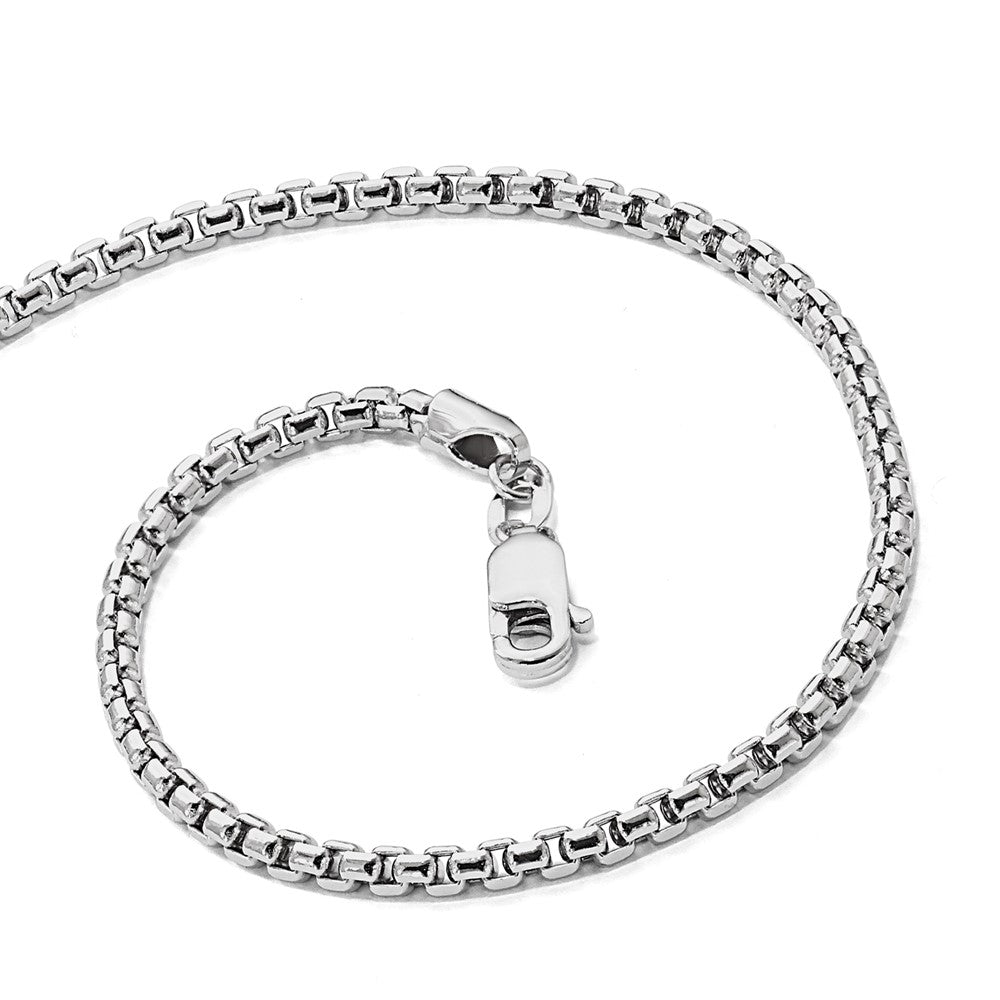 18 Inch 14K White Gold 2.4mm Semi-Solid D/C Round Box Chain Necklace