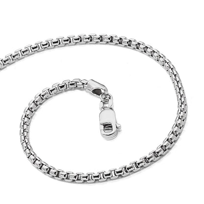18 Inch 14K White Gold 2.4mm Semi-Solid D/C Round Box Chain Necklace