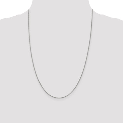 24 Inch 14K White Gold 1mm D/C Open Franco Chain Necklace