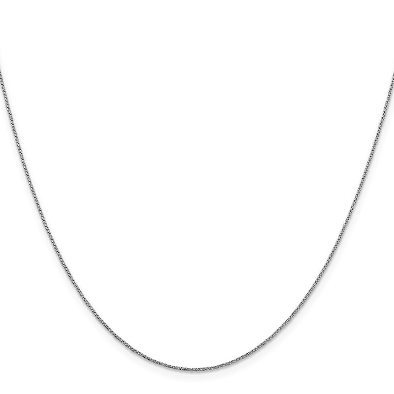 20 Inch 14K White Gold .9mm D/C Twisted Box Chain Necklace