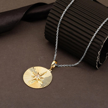 14K Yellow Gold Sparkling North Star Cubic Zirconia Pendant