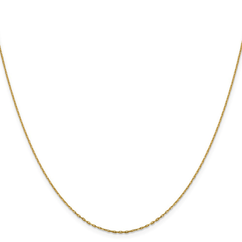 22 Inch 14K Yellow Gold 1mm D/C Open Long Link Cable Chain Necklace
