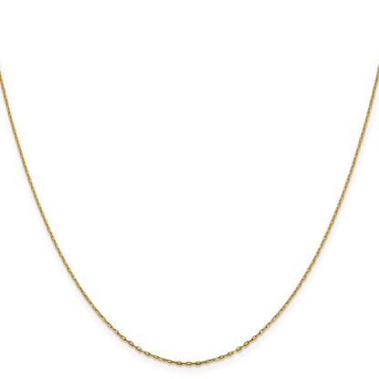 24 Inch 14K Yellow Gold 1mm D/C Open Long Link Cable Chain Necklace