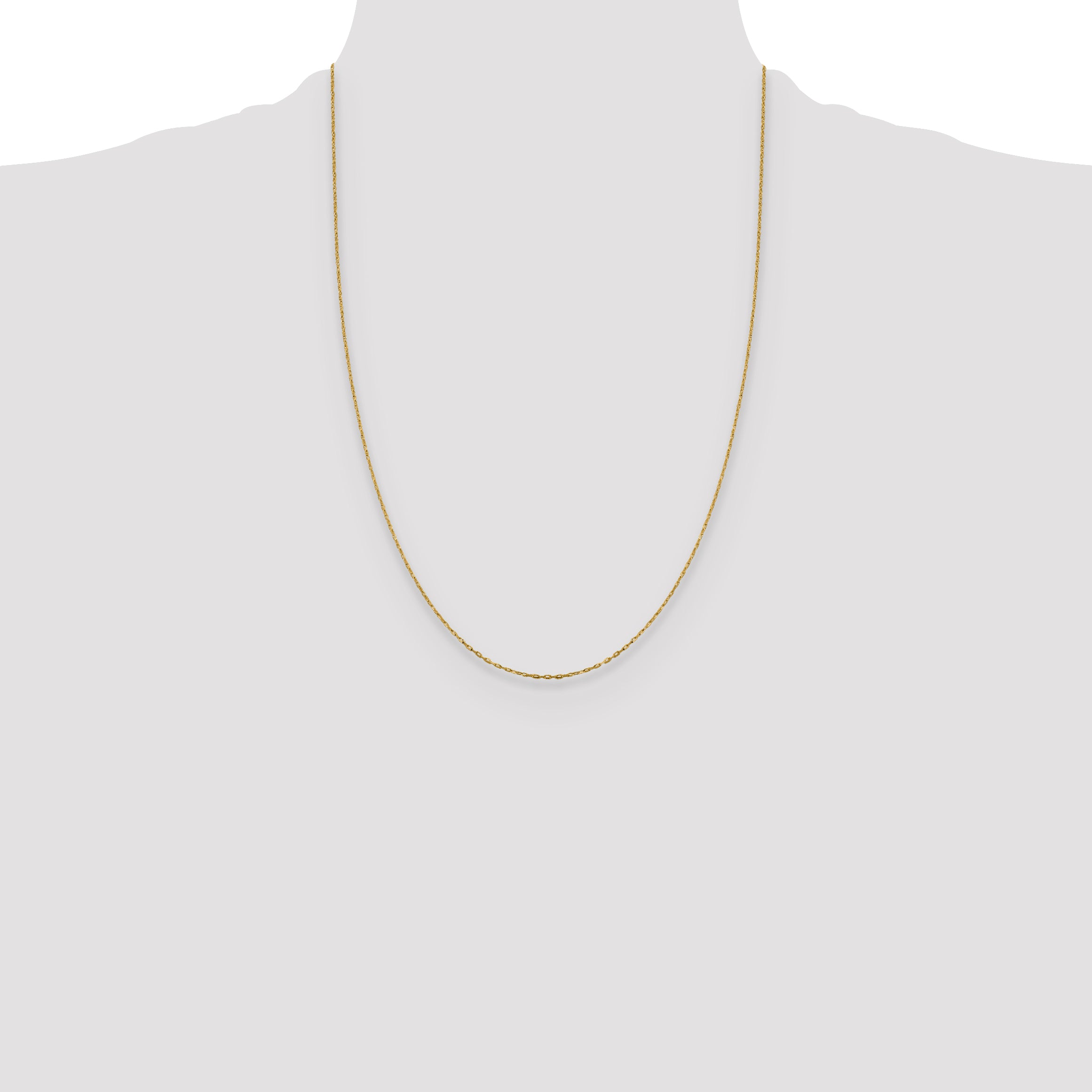 14K Yellow Gold 1mm D/C Open Long Link Cable Chain