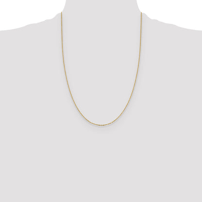 14K Yellow Gold 1mm D/C Open Long Link Cable Chain