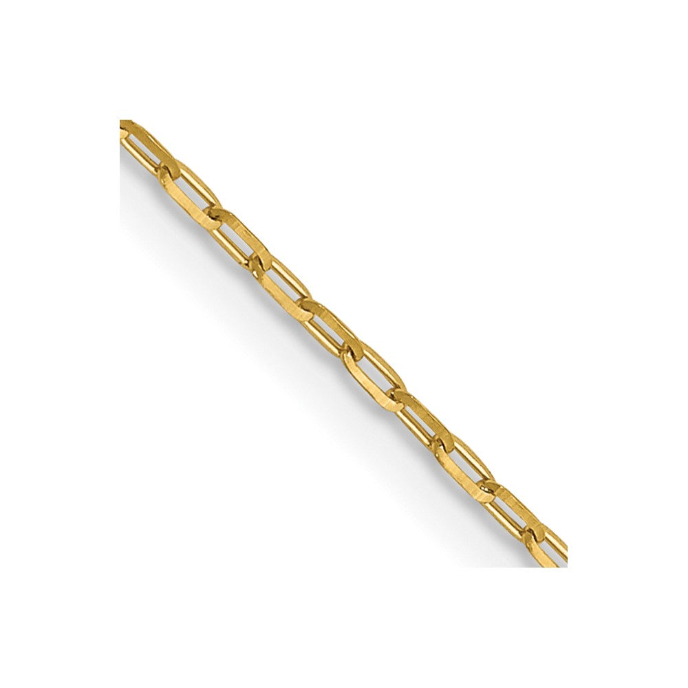 24 Inch 14K Yellow Gold 1mm D/C Open Long Link Cable Chain Necklace