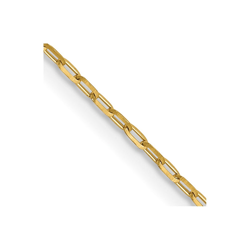 24 Inch 14K Yellow Gold 1mm D/C Open Long Link Cable Chain Necklace