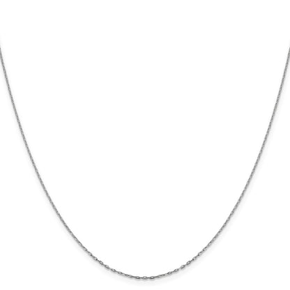 24 Inch 14K White Gold 1mm D/C Open Long Link Cable Chain Necklace