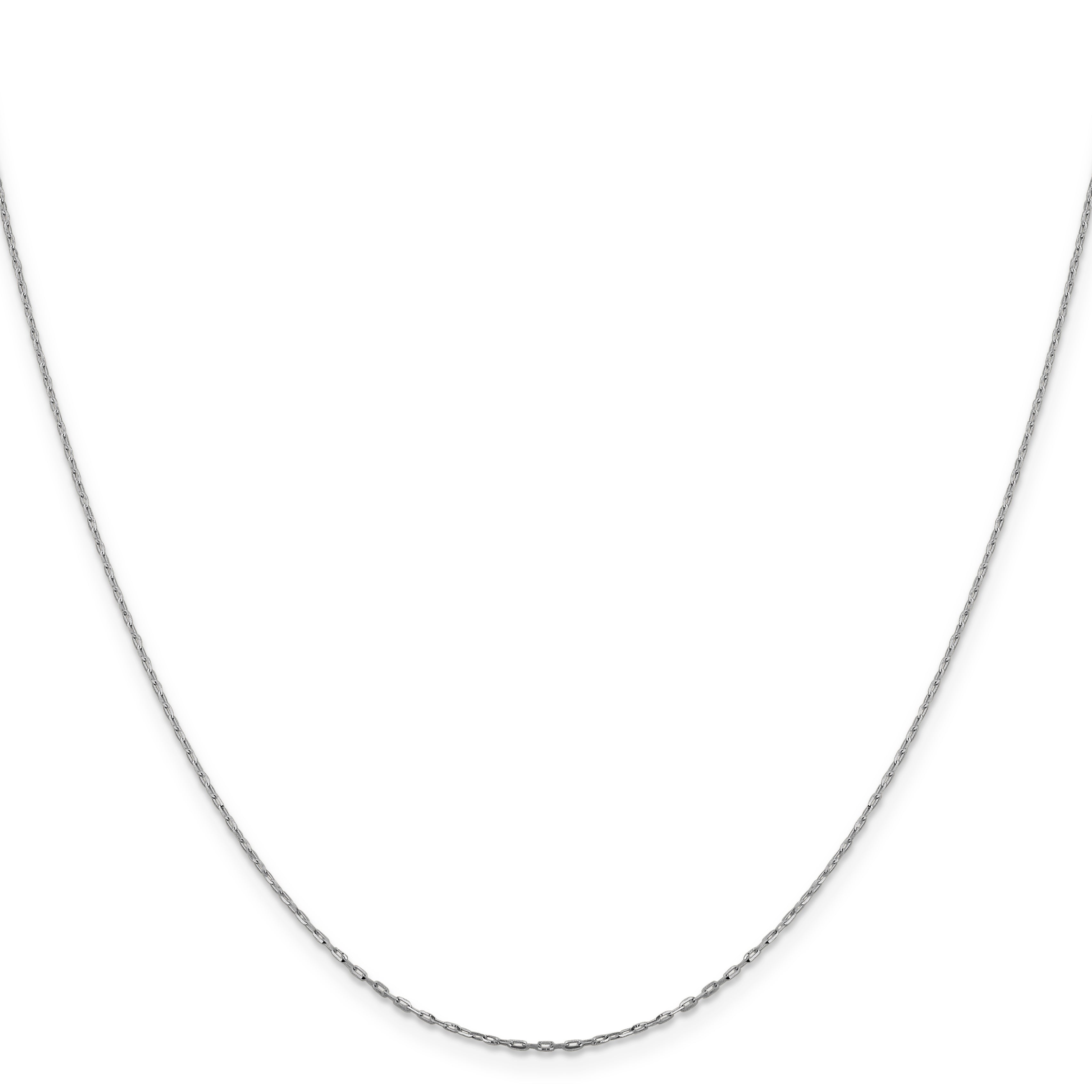 18 Inch 14K White Gold 1mm D/C Open Long Link Cable Chain