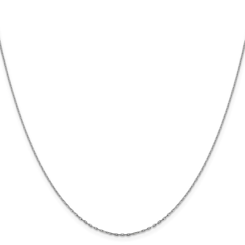 16 Inch 14K White Gold 1mm D/C Open Long Link Cable Chain Necklace