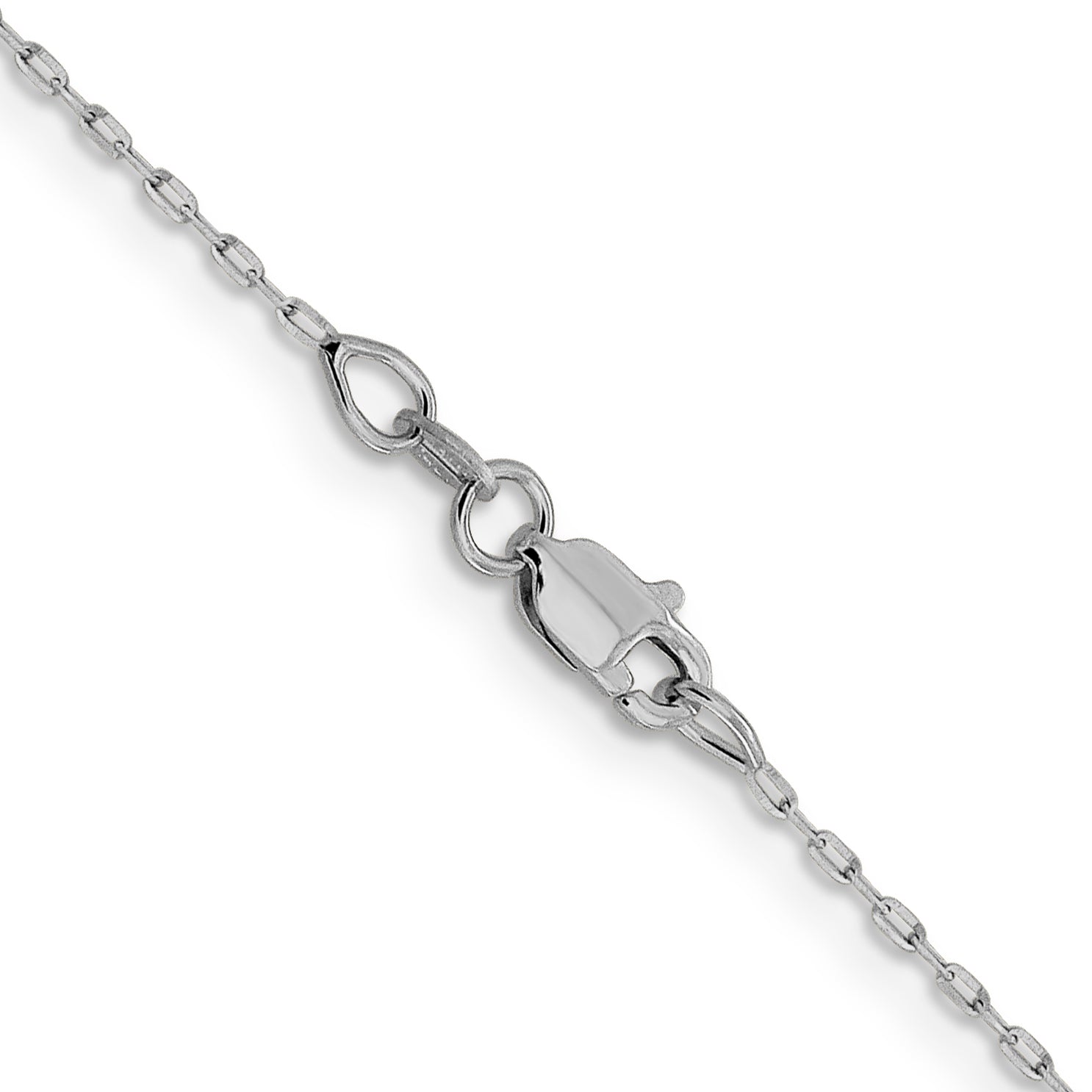 16 Inch 14K White Gold 1mm D/C Open Long Link Cable Chain