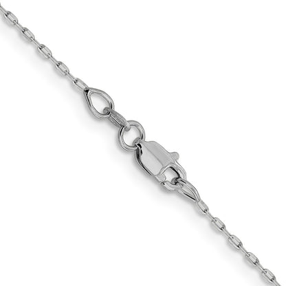 22 Inch 14K White Gold 1mm D/C Open Long Link Cable Chain Necklace