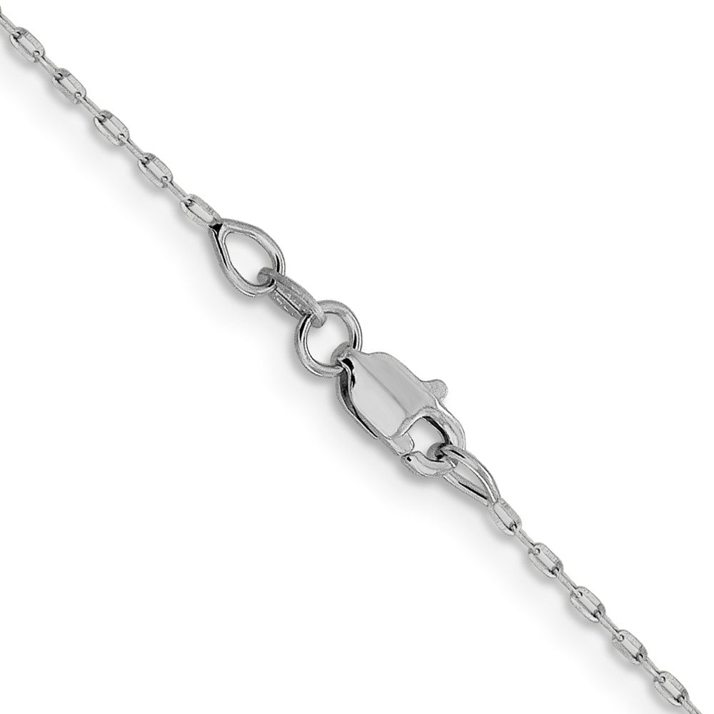 24 Inch 14K White Gold 1mm D/C Open Long Link Cable Chain Necklace