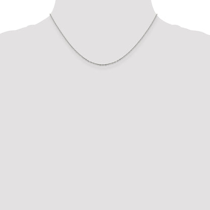 16 Inch 14K White Gold 1mm D/C Open Long Link Cable Chain