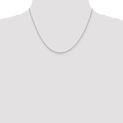 18 Inch 14K White Gold 1mm D/C Open Long Link Cable Chain