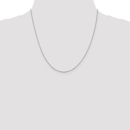 20 Inch 14K White Gold 1mm D/C Open Long Link Cable Chain