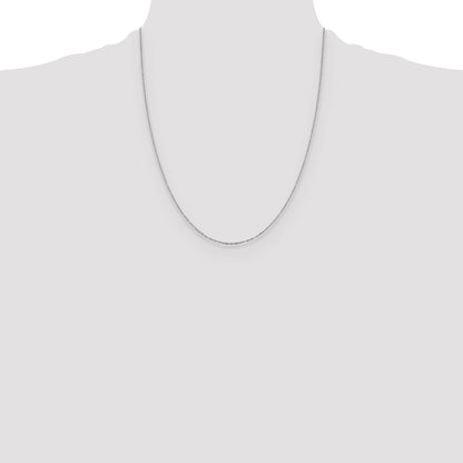 14K White Gold 1mm D/C Open Long Link Cable Chain