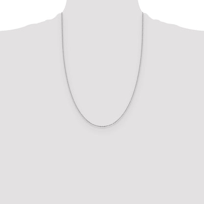 14K White Gold 1mm D/C Open Long Link Cable Chain