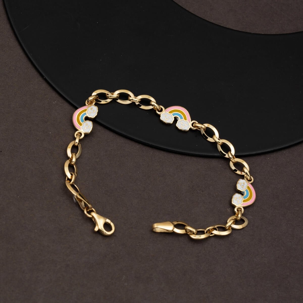 14K Yellow Gold Rainbow Enamel Children's Bracelet
