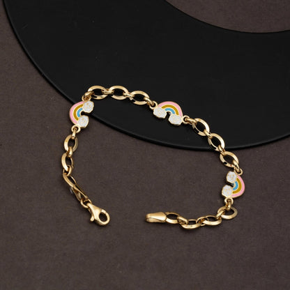 14K Yellow Gold Rainbow Enamel Children's Bracelet