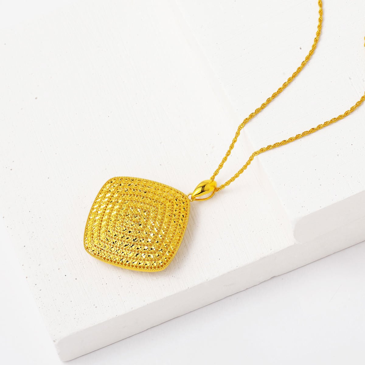 14K Yellow Gold Flower of Life Hand Engraved Pendant