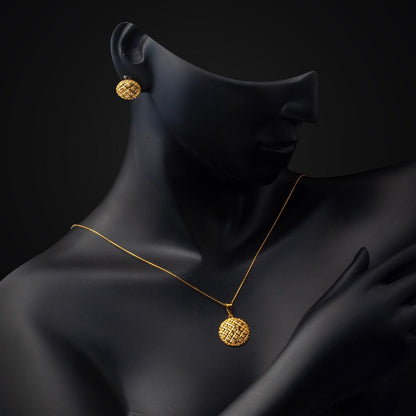 22K Yellow Gold Flower of Life Necklace and Earrings Jewelry Set