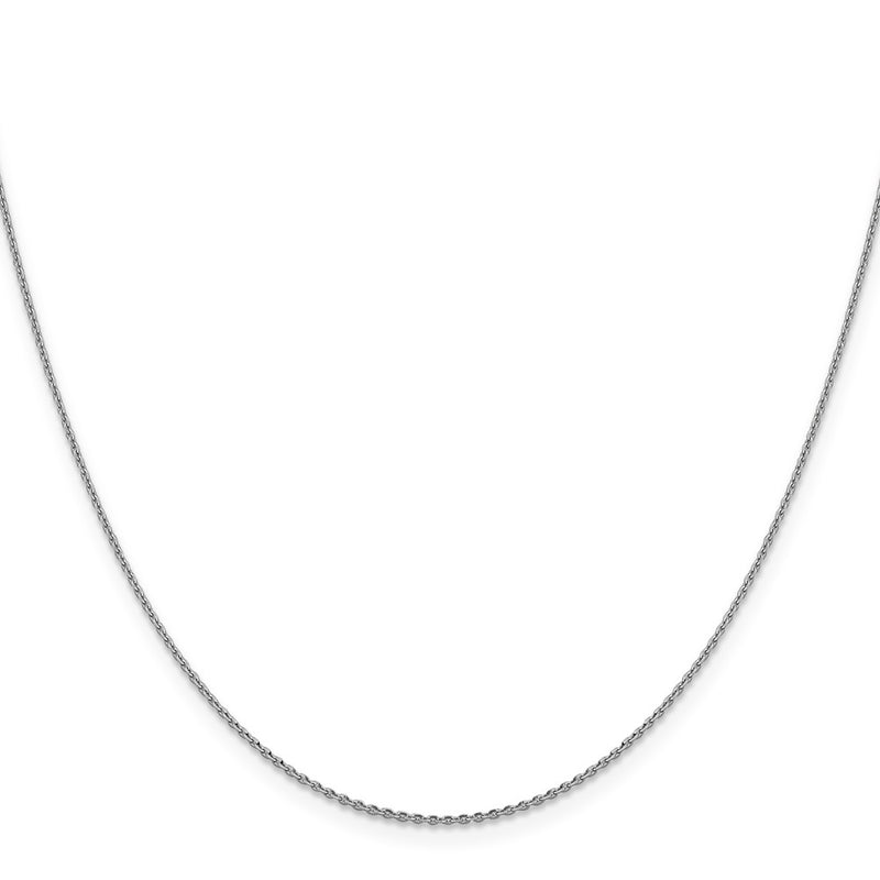 24 Inch 14K White Gold 1.15mm D/C Oval Link Chain Necklace
