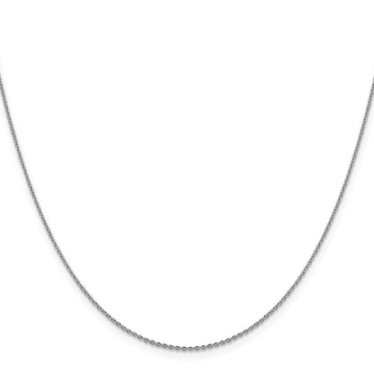 18 Inch 14K White Gold 1.15mm D/C Oval Link Chain Necklace