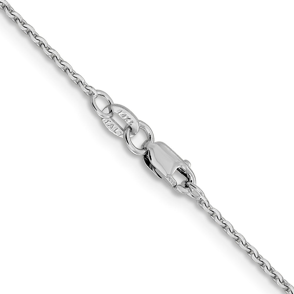 20 Inch 14K White Gold 1.40mm D/C Oval Link Chain Necklace