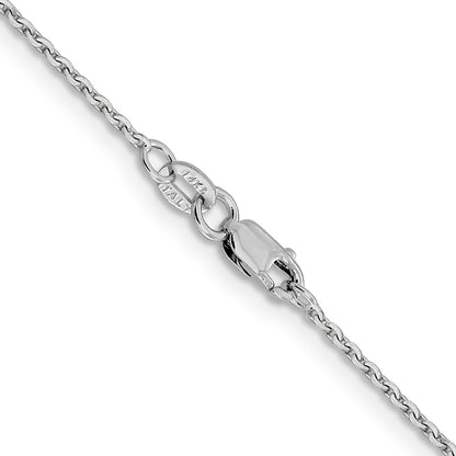 20 Inch 14K White Gold 1.40mm D/C Oval Link Chain Necklace