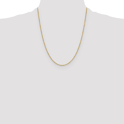 22 Inch 14K Yellow Gold 1.25mm D/C Cable Chain Necklace