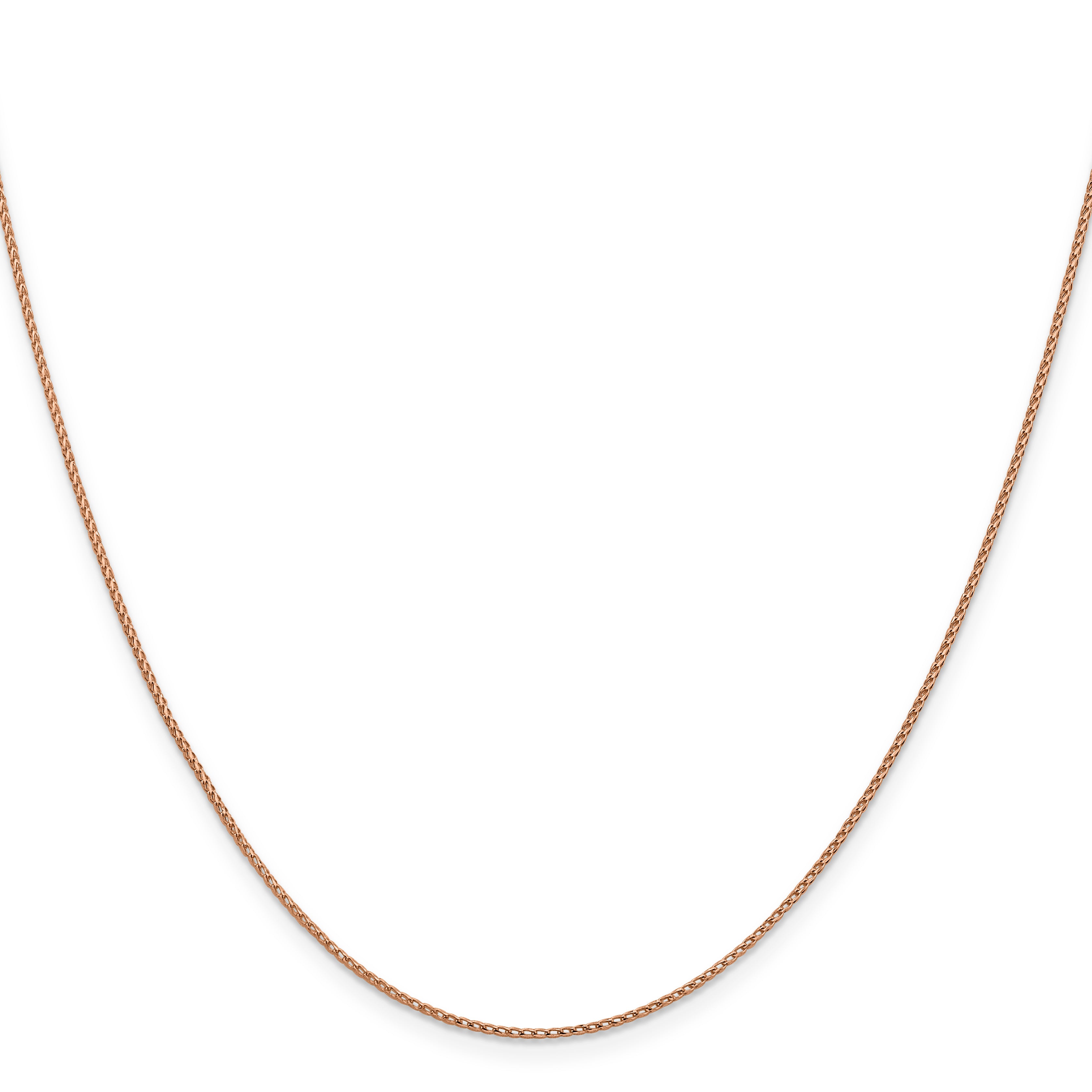 16 Inch 14K Rose Gold 1mm D/C Open Franco Chain