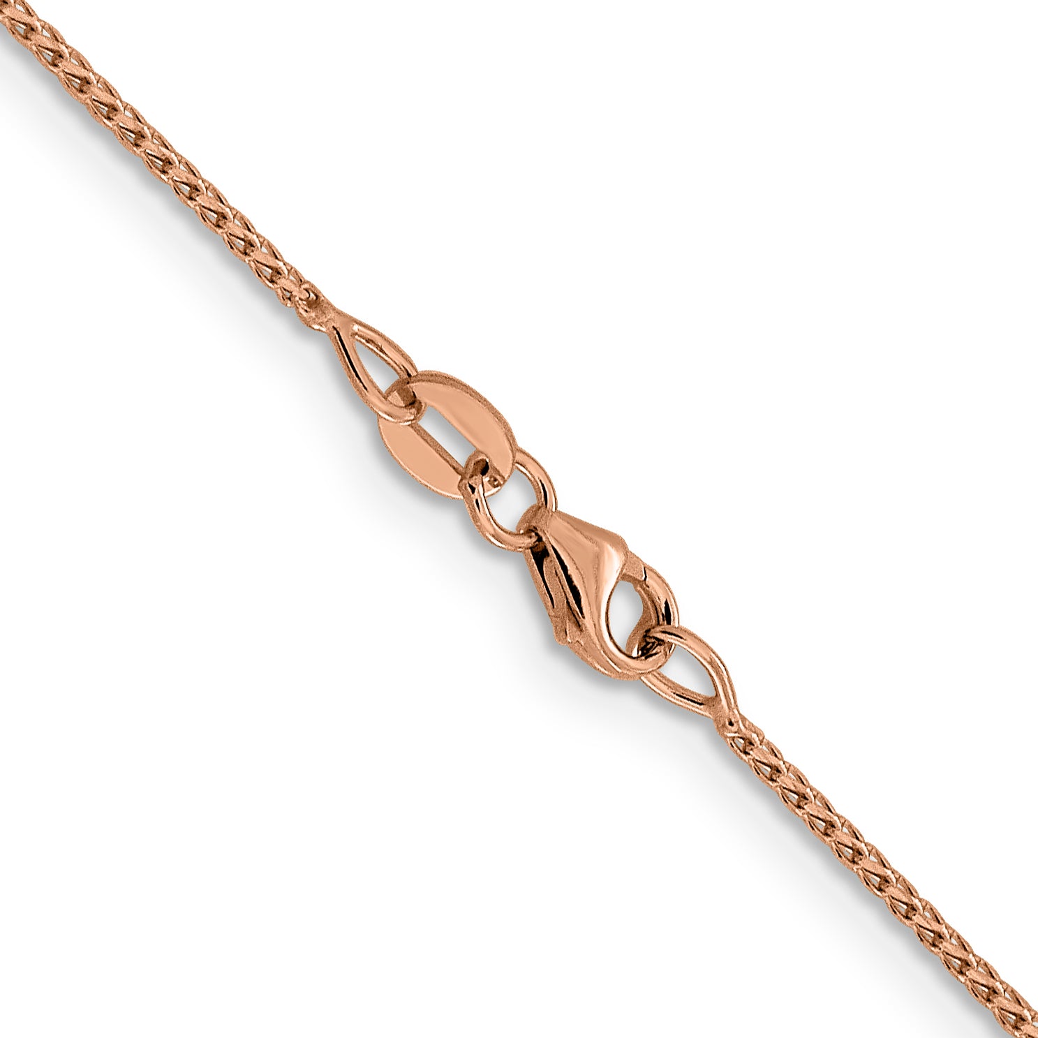 18 Inch 14K Rose Gold 1mm D/C Open Franco Chain