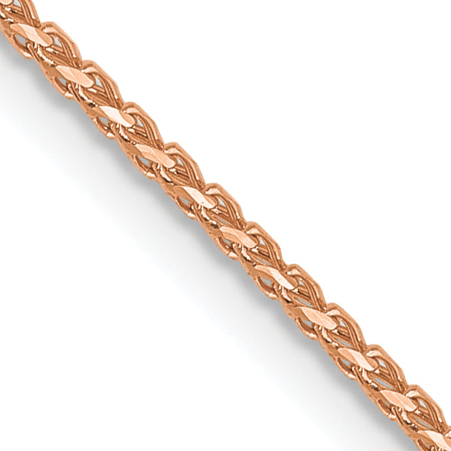 18 Inch 14K Rose Gold 1mm D/C Open Franco Chain