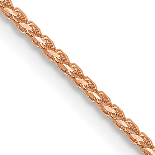 24 Inch 14K Rose Gold 1mm D/C Open Franco Chain