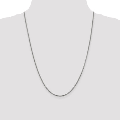 24 Inch 14K White Gold 1.6mm D/C Open Franco Chain Necklace