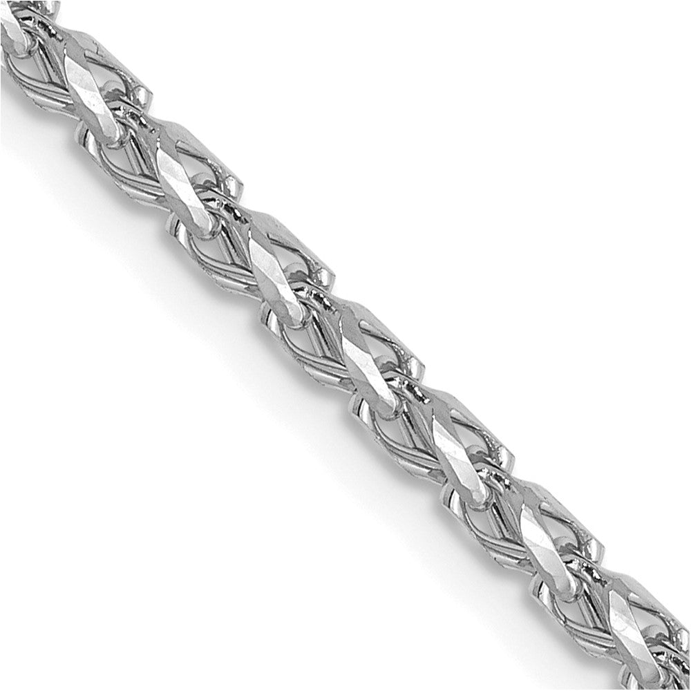 24 Inch 14K White Gold 2.1mm D/C Open Franco Chain Necklace