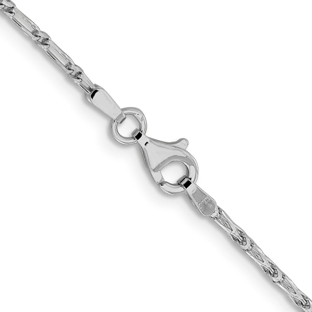 24 Inch 14K White Gold 1.6mm D/C Long Link Franco Chain Necklace
