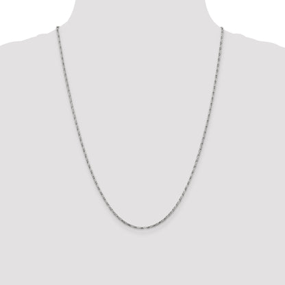 24 Inch 14K White Gold 1.6mm D/C Long Link Franco Chain