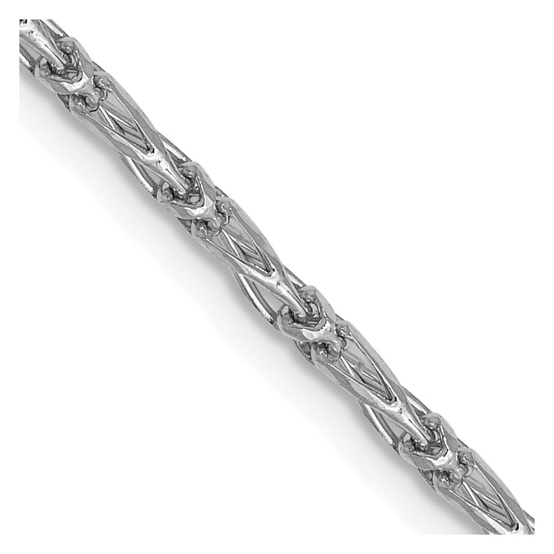 14K White Gold 1.6mm D/C Long Link Franco Chain Necklace