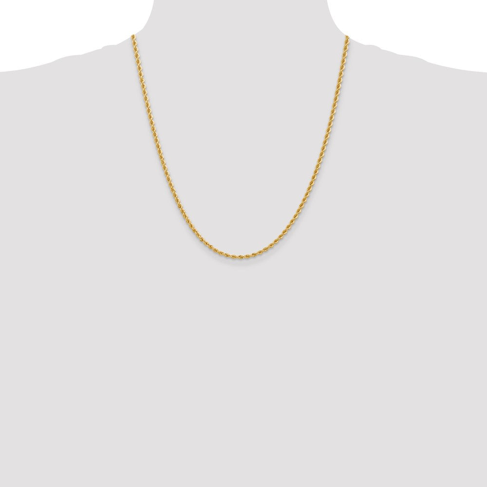 22 Inch 14K Yellow Gold 2.75mm Solid Regular Rope Chain Necklace