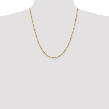 22 Inch 14K Yellow Gold 2.75mm Solid Regular Rope Chain Necklace