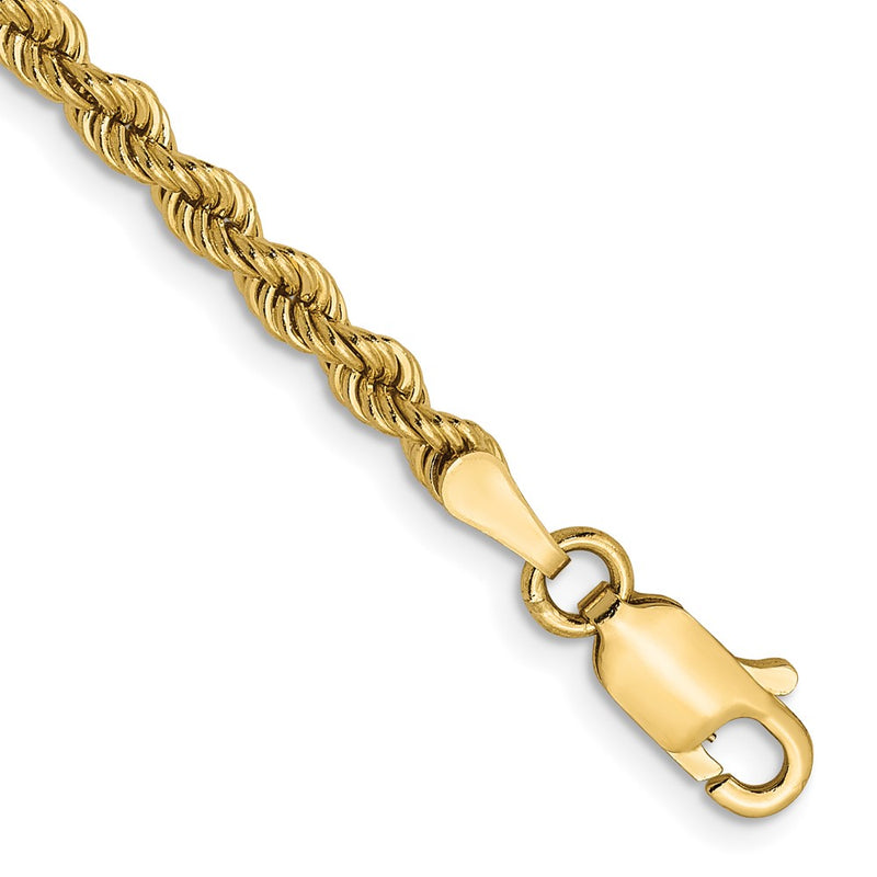 7 Inch 14k Yellow Gold 2.75mm Solid Regular Rope Chain Bracelet