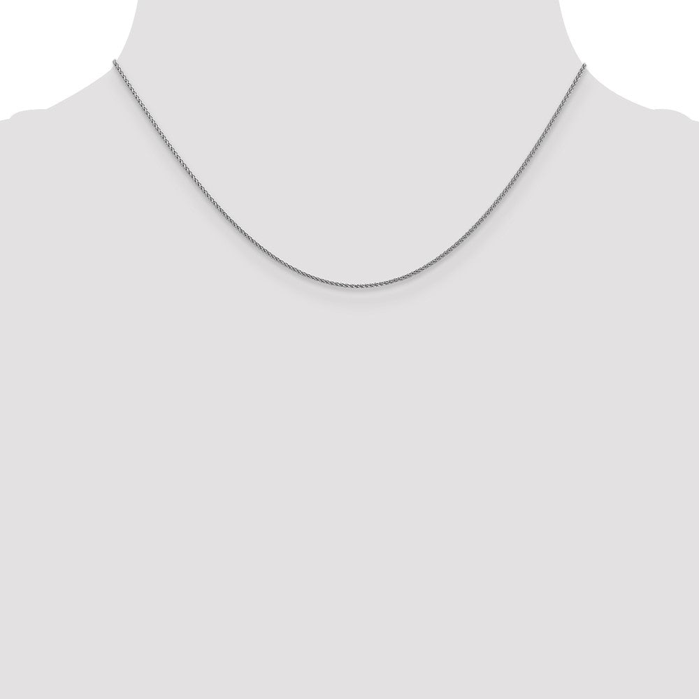 16 Inch 14K White Gold 1mm D/C Spiga Chain Necklace
