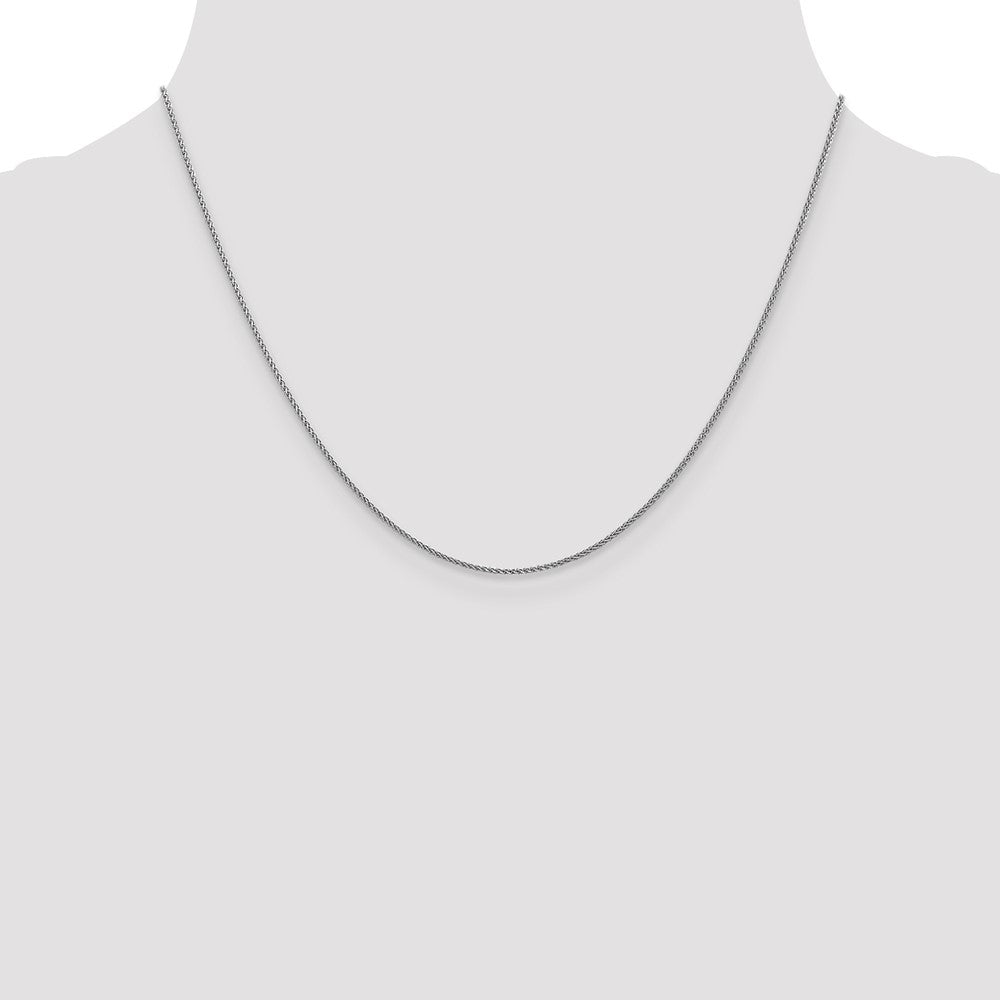18 Inch 14K White Gold 1mm D/C Spiga Chain Necklace